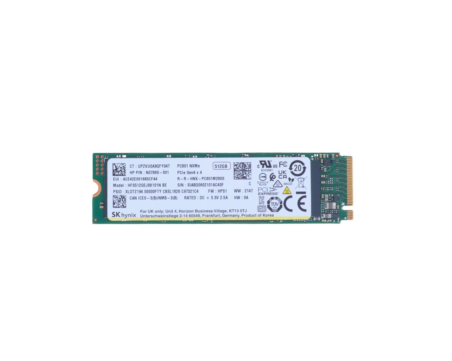 HP 512GB PCIE-4X4 SOLID STATE DRIVE