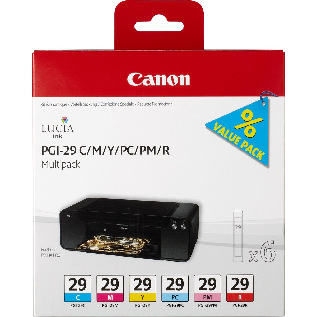 PGI-29 C/M/Y/PC/PM/R - MULTIPACK.CONFEZIONE CONTE
