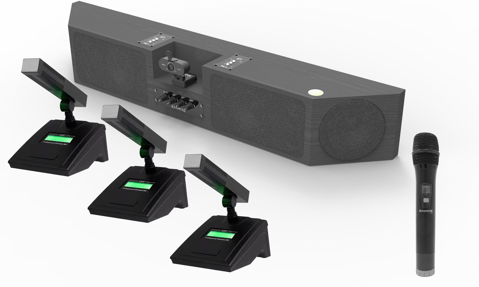 SOUNDBAR CON TELECAMERA E 4 RADIOMIC.INCLUSI