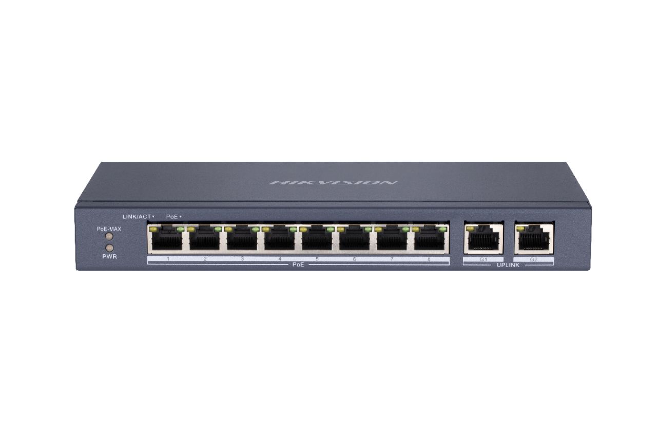 L2, Unmanaged, 8 10/100M RJ45 PoE ports,2 Gigabit
