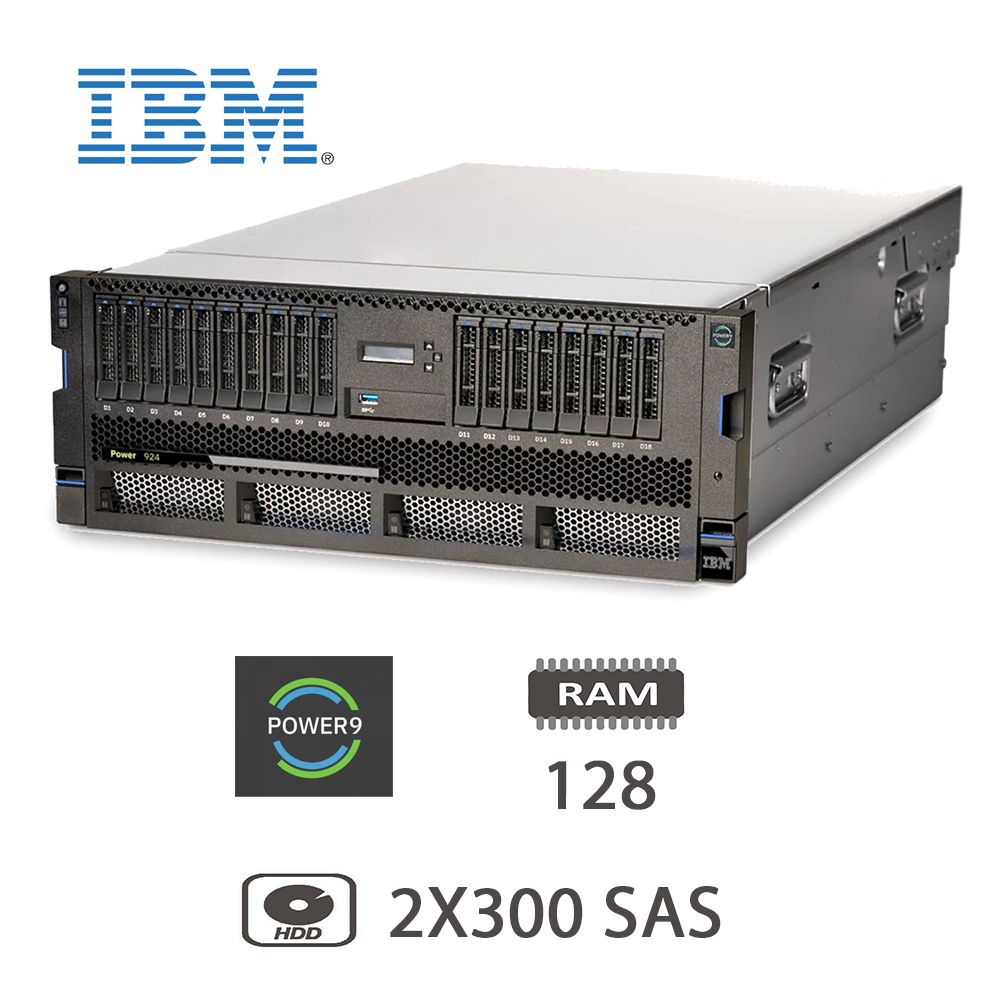 SERVER IBM S914 - POWER9/128/2X300SAS/FREEDOS/2Y