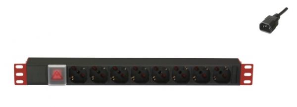PDU con 8 prese Unel/Schuko 16A Int.Lum. spina C14