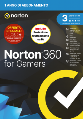 NORTON 360 GAMERS ANTITRUFFA ATTACH 3DEV 1Y 50GB