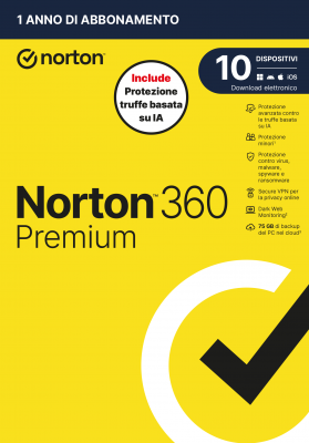 NORTON 360 PREMIUM 2026 ANTITRUFFA 10DEV 1Y 75GB
