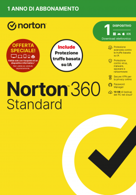 NORTON 360 STANDARD ANTITRUFFA ATTACH 1DEV 1Y 10GB