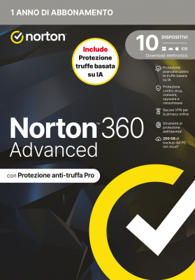 NORTON 360 ADVANCED 2026 ANTITRUFFA 10DEV 1Y 200GB
