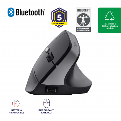 BAYO II ERGONOMIC WIRELESS MOUSE BLK