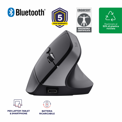 BAYO+ ERGONOMIC WIRELESS MOUSE BLK