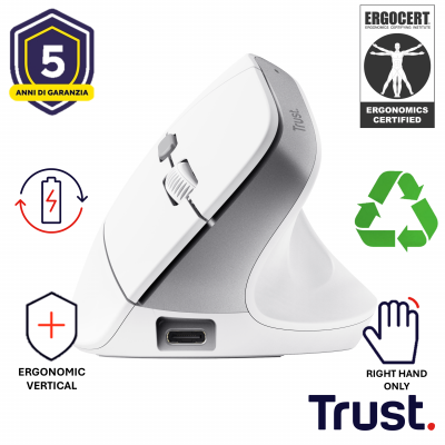 BAYO II ERGONOMIC WIRELESS MOUSE WHT