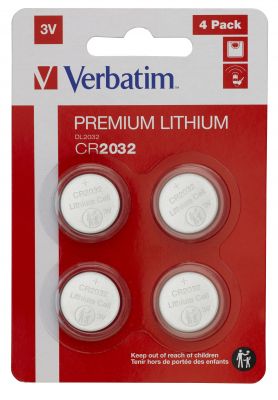 VERBATIM BATTERIE A BOTTONE 3VOLT LITIO CR2032 4PZ