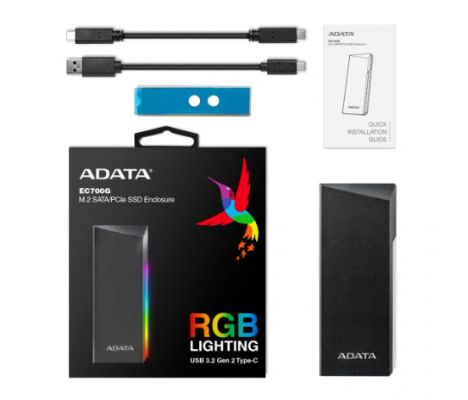 ADATA BOX ESTERNO M.2 PCIE/SATA SSD RGB USB-C