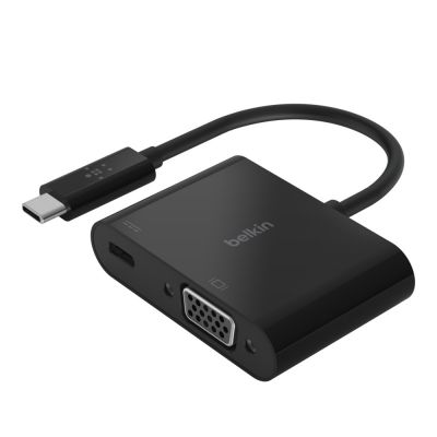 USB-C TO VGA + CHARGE ADAPTER, BLK (60W PD)