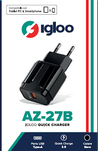 IGLOO ADATTATORE MOBILE FAST CHARGE USB BLACK