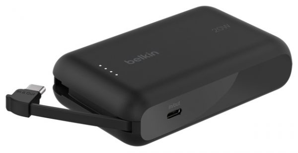 10K PD20W INTEGRATED USB-C CABLE POWER BANK, BLACK