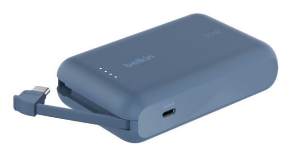 10K PD20W INTEGRATED USB-C CABLE POWER BANK, BLUE