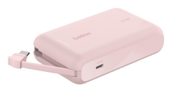 10K PD20W INTEGRATED USB-C CABLE POWER BANK, PINK