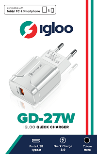 IGLOO ADATTATORE MOBILE FAST CHARGE USB WHITE