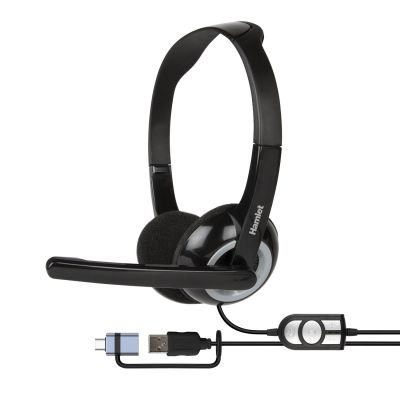 CUFFIA STEREO CON MIC. USB-A + USB-C ADAPTER