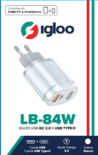 IGLOO USB QC 3.0 E USB TYPE-C WHITE