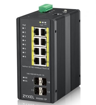 SWITCH 12 PORTE MANAGED, 8 PORTE GBIT POE + 4 SFP