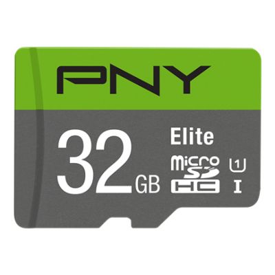 32GB PNY MICROSD ELITE  100MB/S C10 U1 + SD ADAP.