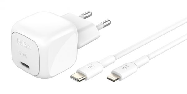 30W USB PD WALL CHARGER WITH PPS, WHT W/1M C-LTG
