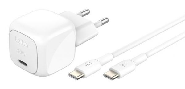 30W USB PD WALL CHARGER WITH PPS, WHT W/1M C-C