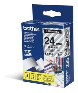 Nastro per etichett. nero/trasparente 24mm
