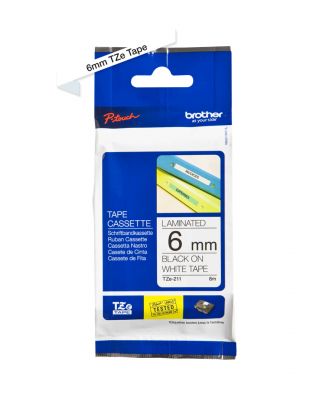 Nastro per etichett. nero/bianco 6mm