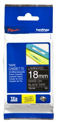 Nastro per etichett. bianco/nero 18mm
