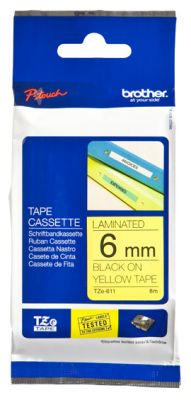 Nastro per etichett. nero/giallo 6mm