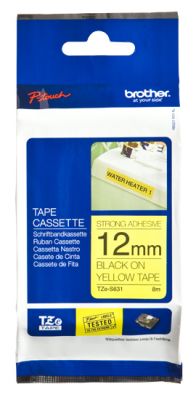 Nastro per etichett. nero/giallo 12mm