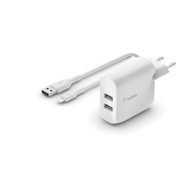 BOOSTCHARGE 24W USB-A DUAL CHARGER W/ 1M A-LTG