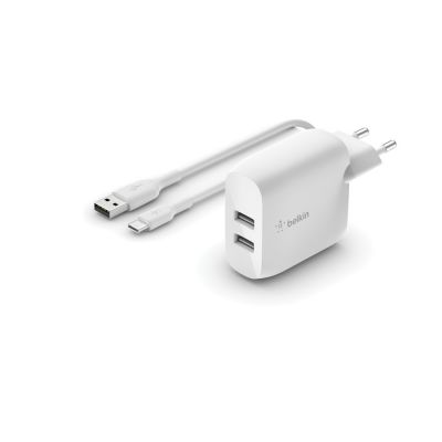 BOOSTCHARGE 24W USB-A DUAL CHARGER W/ 1M  A-C