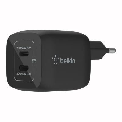 CARICABATTERIA DA PARETE 2X GAN USB-C PPS 45W