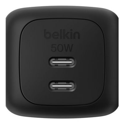 BOOSTCHARGE 50W DUAL USB-C WALL CHARGER, BLK