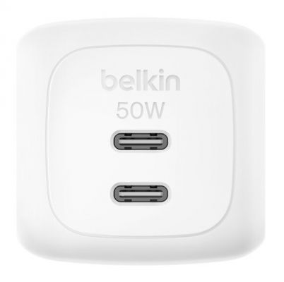 BOOSTCHARGE 50W DUAL USB-C WALL CHARGER, WHT