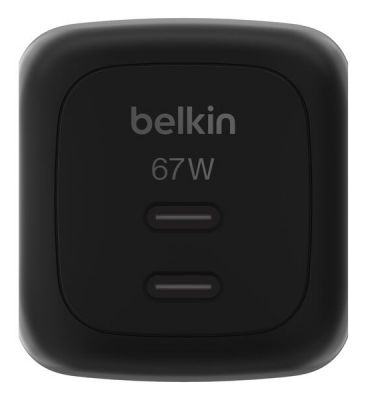 BOOSTCHARGE 67W DUAL USB-C PD WALL CHARGER, BLK