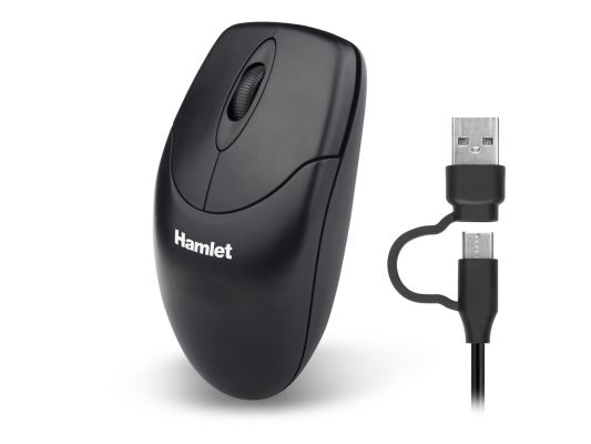MOUSE  USB-C + USB-A  1000 DPI 2 TASTI