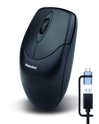 MOUSE USB 1000 DPI USB-A + USB-C ADAPTER