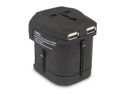 ADATTATORE DA VIAGGIO + 2 USB CHARGER 2 1A