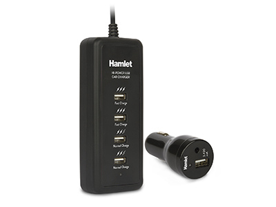 TRAVEL 12V CAR CHARGER 4+1 PORTE USB ALTA POTENZA.